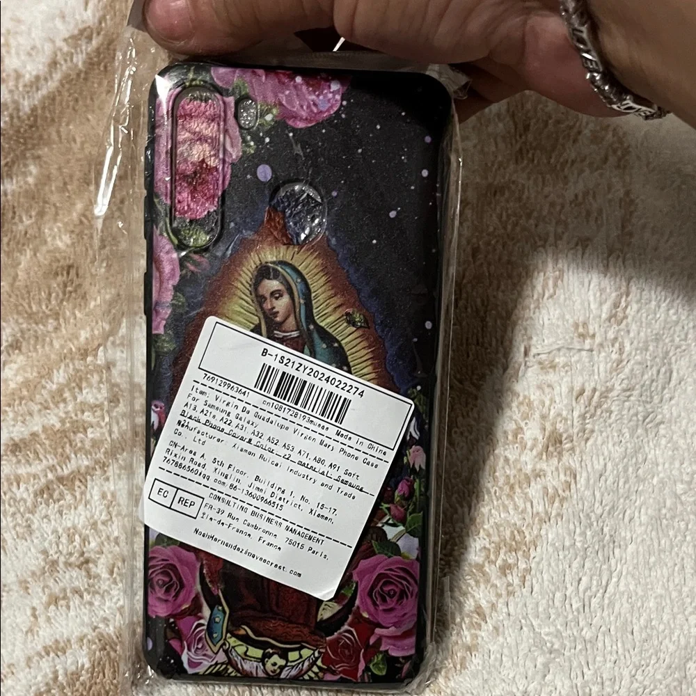Religious Floral Phone Case - Black and Pink